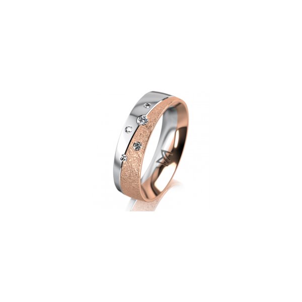 Ring 18 Karat Rot-/Weissgold 5.5 mm kreismatt 5 Brillanten G vs Gesamt 0,065ct