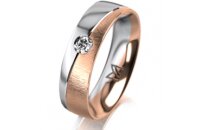 Ring 18 Karat Rot-/Weissgold 5.5 mm sandmatt 1 Brillant G...