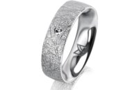 Ring 14 Karat Weissgold 5.5 mm kristallmatt 1 Brillant G...