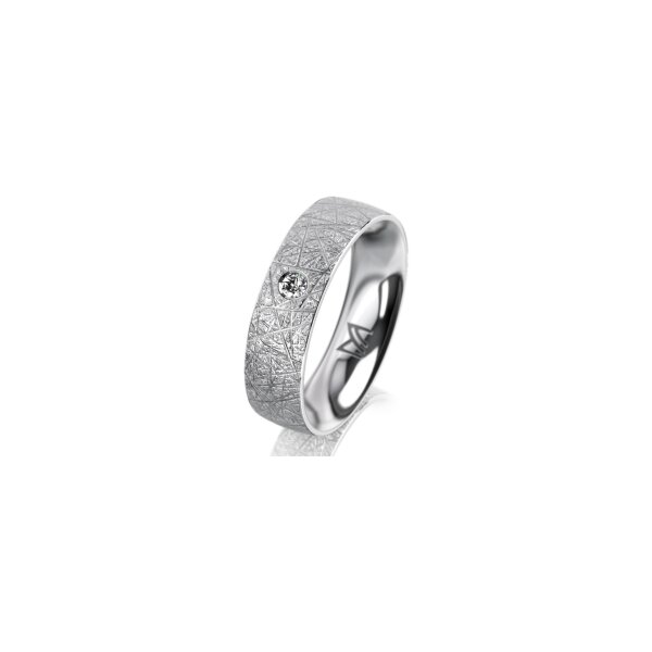 Ring 14 Karat Weissgold 5.5 mm kristallmatt 1 Brillant G vs 0,050ct
