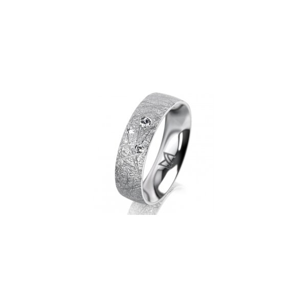 Ring 14 Karat Weissgold 5.5 mm kristallmatt 3 Brillanten G vs Gesamt 0,050ct