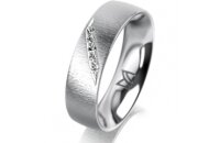 Ring 14 Karat Weissgold 5.5 mm sandmatt 5 Brillanten G vs...