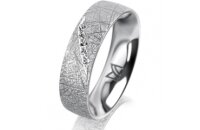 Ring 14 Karat Weissgold 5.5 mm kristallmatt 5 Brillanten...
