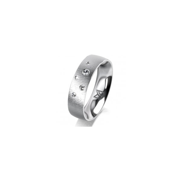 Ring 14 Karat Weissgold 5.5 mm sandmatt 5 Brillanten G vs Gesamt 0,065ct