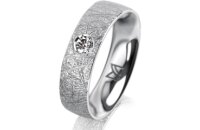 Ring 14 Karat Weissgold 5.5 mm kristallmatt 1 Brillant G...
