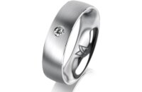 Ring 18 Karat Weissgold 5.5 mm l&auml;ngsmatt 1 Brillant...