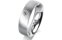 Ring 18 Karat Weissgold 5.5 mm sandmatt 1 Brillant G vs...