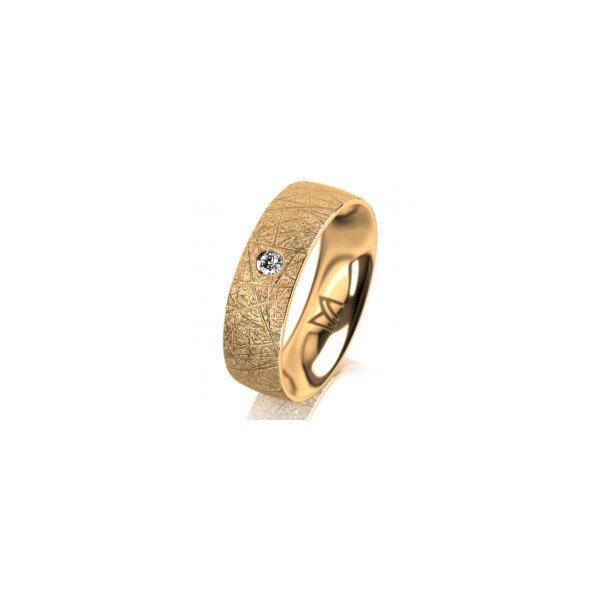 Ring 14 Karat Gelbgold 6.0 mm kristallmatt 1 Brillant G vs 0,050ct
