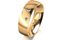 Ring 14 Karat Gelbgold 6.0 mm poliert 3 Brillanten G vs...