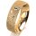 Ring 14 Karat Gelbgold 6.0 mm kristallmatt 3 Brillanten G vs Gesamt 0,060ct