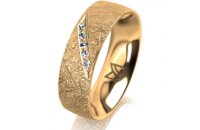 Ring 14 Karat Gelbgold 6.0 mm kristallmatt 5 Brillanten G...