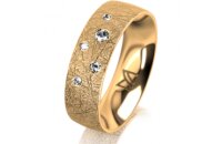 Ring 14 Karat Gelbgold 6.0 mm kristallmatt 5 Brillanten G...