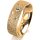 Ring 14 Karat Gelbgold 6.0 mm kristallmatt 5 Brillanten G vs Gesamt 0,080ct