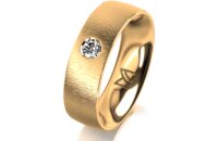 Ring 14 Karat Gelbgold 6.0 mm sandmatt 1 Brillant G vs...