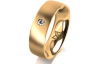 Ring 18 Karat Gelbgold 6.0 mm l&auml;ngsmatt 1 Brillant G...