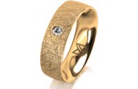 Ring 18 Karat Gelbgold 6.0 mm kristallmatt 1 Brillant G...