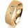 Ring 18 Karat Gelbgold 6.0 mm kreismatt 3 Brillanten G vs Gesamt 0,060ct