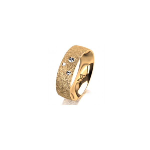 Ring 18 Karat Gelbgold 6.0 mm kristallmatt 3 Brillanten G vs Gesamt 0,060ct