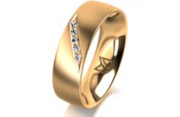 Ring 18 Karat Gelbgold 6.0 mm l&auml;ngsmatt 5 Brillanten...