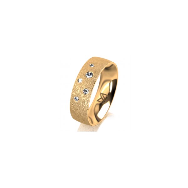 Ring 18 Karat Gelbgold 6.0 mm kreismatt 5 Brillanten G vs Gesamt 0,080ct
