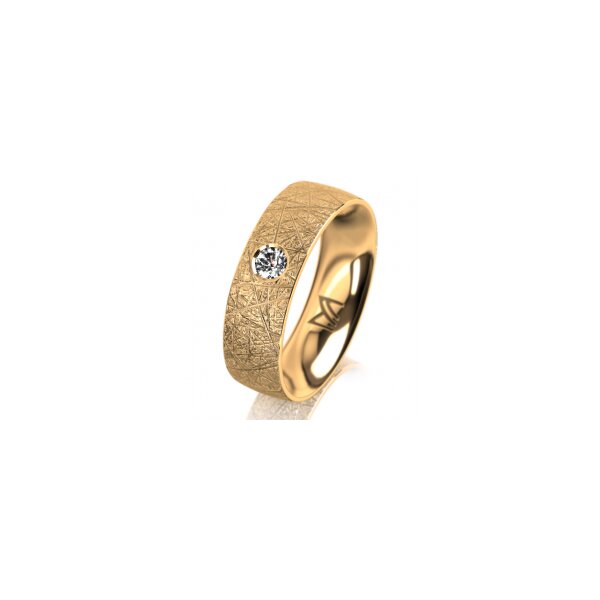 Ring 18 Karat Gelbgold 6.0 mm kristallmatt 1 Brillant G vs 0,090ct
