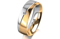 Ring 14 Karat Gelb-/Weissgold 6.0 mm poliert 1 Brillant G...