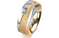Ring 14 Karat Gelb-/Weissgold 6.0 mm kreismatt 1 Brillant...