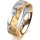 Ring 14 Karat Gelb-/Weissgold 6.0 mm diamantmatt 1 Brillant G vs 0,050ct
