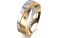 Ring 14 Karat Gelb-/Weissgold 6.0 mm l&auml;ngsmatt 3...