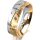Ring 14 Karat Gelb-/Weissgold 6.0 mm diamantmatt 5 Brillanten G vs Gesamt 0,080ct