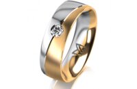 Ring 14 Karat Gelb-/Weissgold 6.0 mm l&auml;ngsmatt 1...