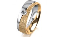 Ring 14 Karat Gelb-/Weissgold 6.0 mm kristallmatt 1...