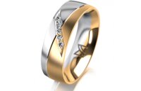 Ring 18 Karat Gelb-/Weissgold 6.0 mm l&auml;ngsmatt 5...