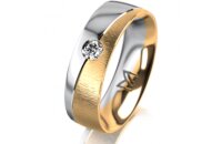 Ring 18 Karat Gelb-/Weissgold 6.0 mm sandmatt 1 Brillant...