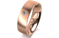 Ring 14 Karat Rotgold 6.0 mm l&auml;ngsmatt 1 Brillant G...