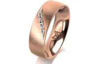 Ring 14 Karat Rotgold 6.0 mm sandmatt 5 Brillanten G vs...