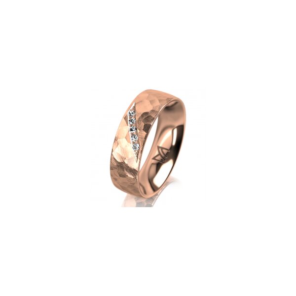 Ring 14 Karat Rotgold 6.0 mm diamantmatt 5 Brillanten G vs Gesamt 0,065ct