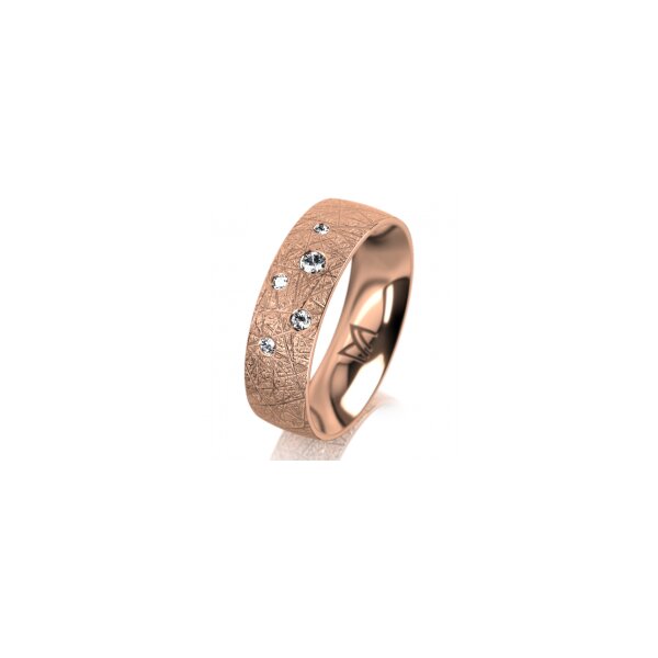 Ring 14 Karat Rotgold 6.0 mm kristallmatt 5 Brillanten G vs Gesamt 0,080ct