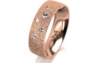 Ring 14 Karat Rotgold 6.0 mm kristallmatt 5 Brillanten G...