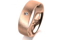 Ring 18 Karat Rotgold 6.0 mm sandmatt 1 Brillant G vs...