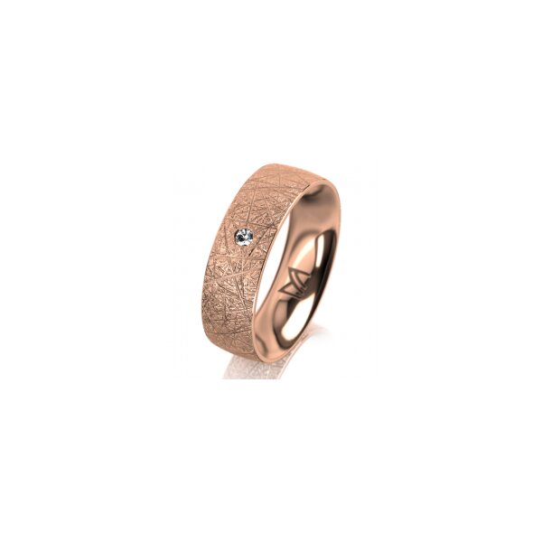 Ring 18 Karat Rotgold 6.0 mm kristallmatt 1 Brillant G vs 0,025ct