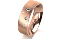 Ring 18 Karat Rotgold 6.0 mm sandmatt 3 Brillanten G vs...