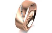 Ring 18 Karat Rotgold 6.0 mm l&auml;ngsmatt 5 Brillanten...