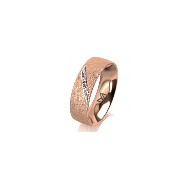 Ring 18 Karat Rotgold 6.0 mm kreismatt 5 Brillanten G vs Gesamt 0,065ct
