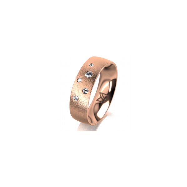 Ring 18 Karat Rotgold 6.0 mm sandmatt 5 Brillanten G vs Gesamt 0,080ct