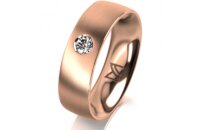 Ring 18 Karat Rotgold 6.0 mm l&auml;ngsmatt 1 Brillant G...