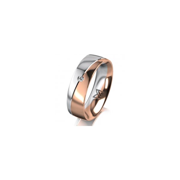 Ring 14 Karat Rot-/Weissgold 6.0 mm poliert 1 Brillant G vs 0,025ct