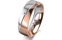 Ring 14 Karat Rot-/Weissgold 6.0 mm poliert 1 Brillant G...