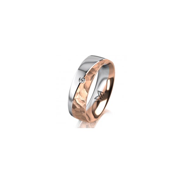 Ring 14 Karat Rot-/Weissgold 6.0 mm diamantmatt 1 Brillant G vs 0,025ct