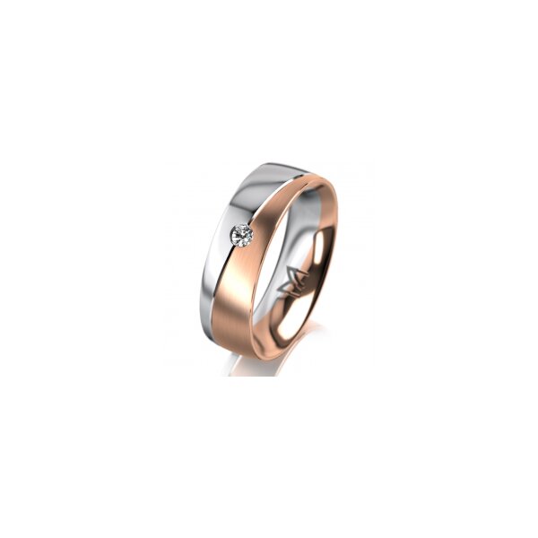Ring 14 Karat Rot-/Weissgold 6.0 mm längsmatt 1 Brillant G vs 0,050ct